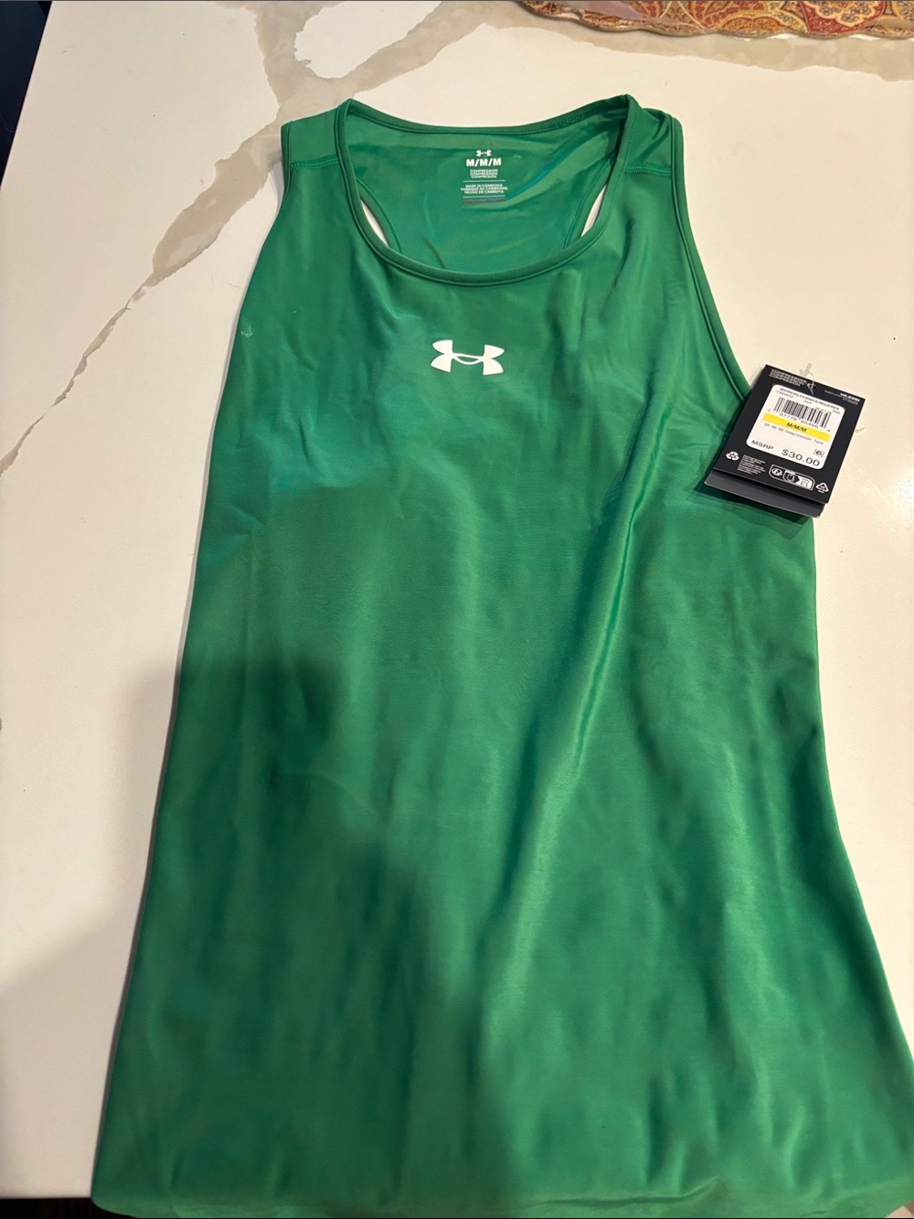 Under Armour Green Women's Performance Tank with White Logo